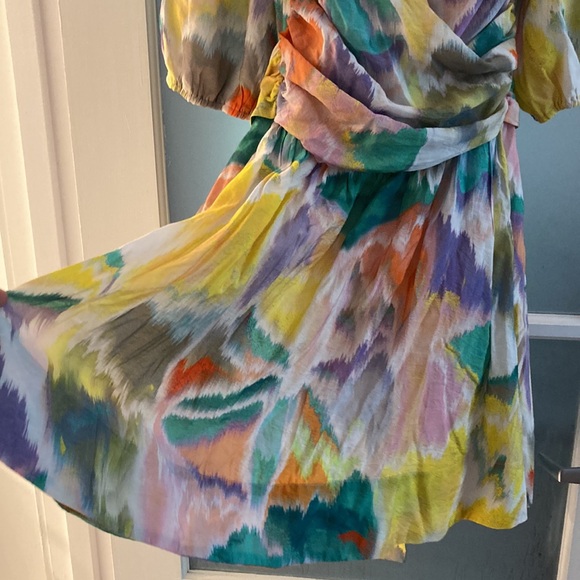 ANTHROPOLOGIE rainbow abstract print party dress, size medium - Picture 10 of 14